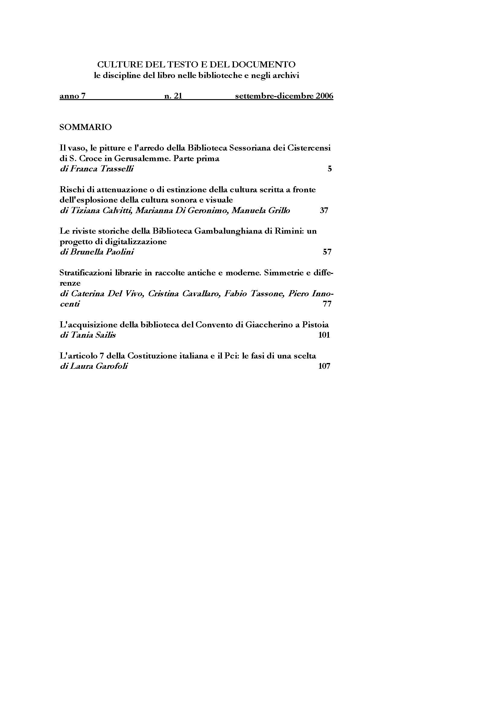 Culture del testo e del documento 21, 2006 - immagine 2