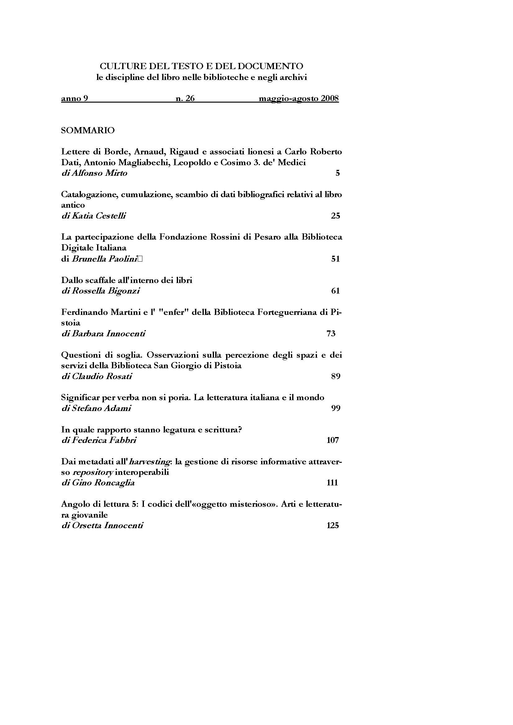 Culture del testo e del documento 26, 2008 - immagine 2