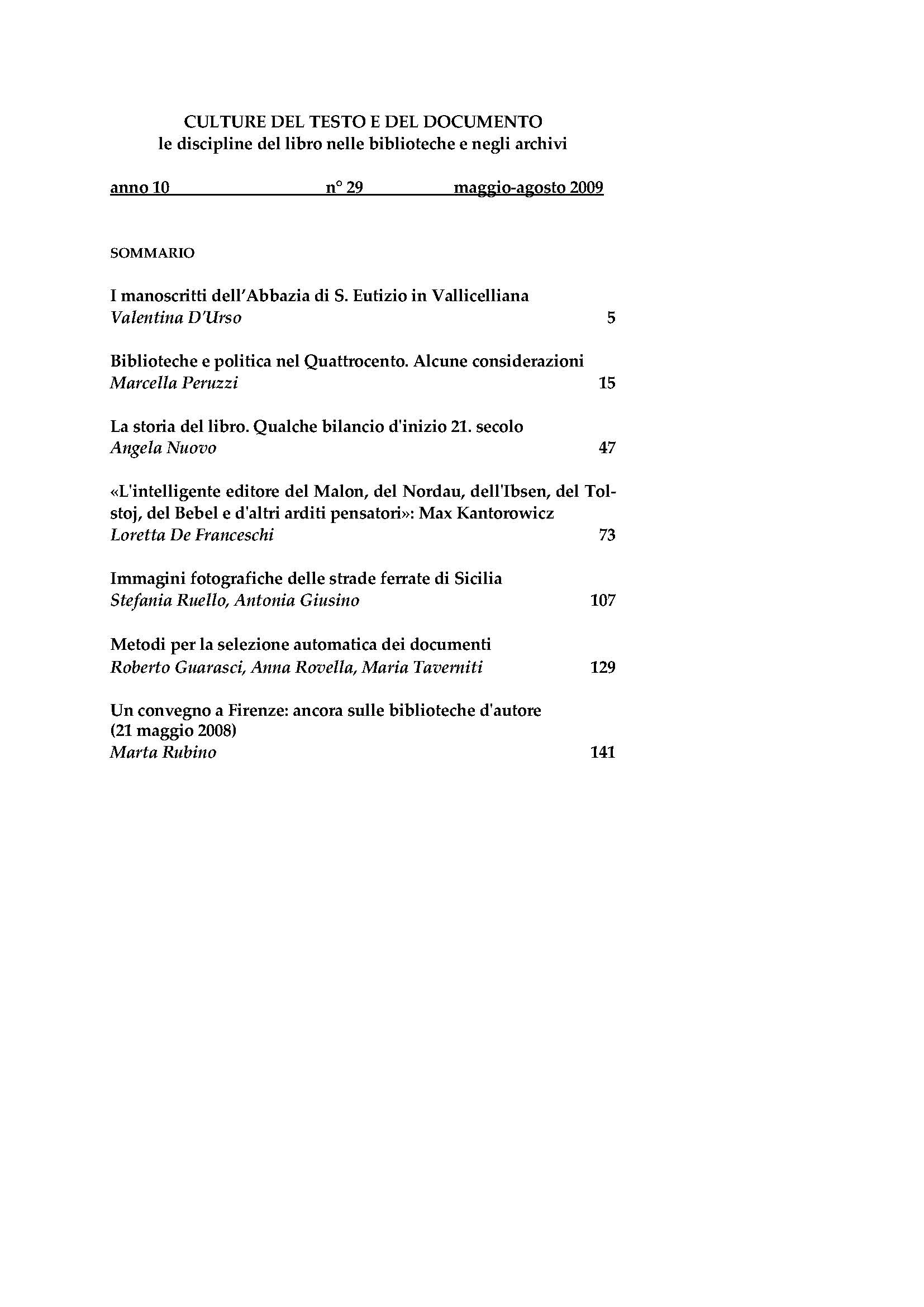 Culture del testo e del documento 29, 2009 - immagine 2