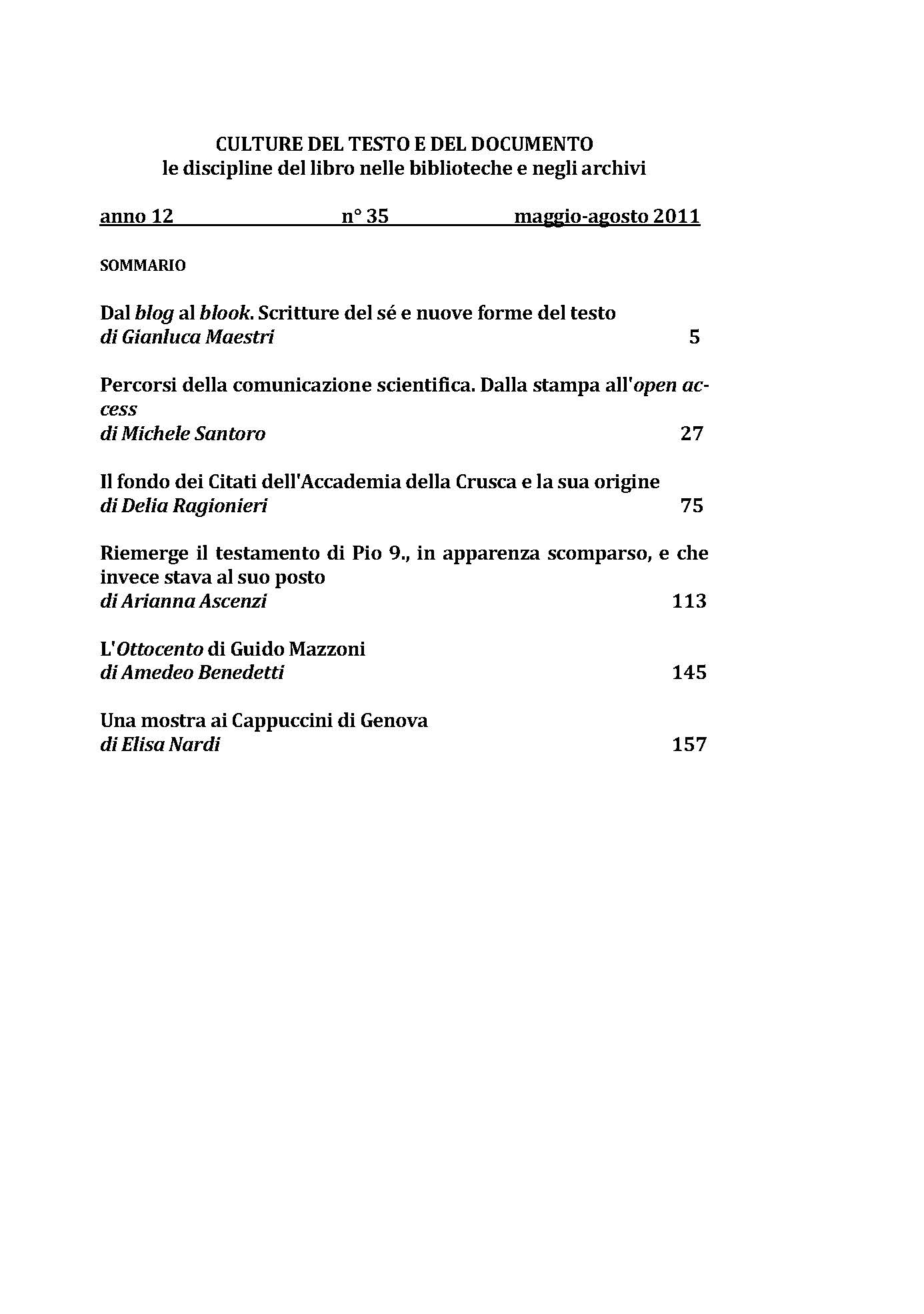 Culture del testo e del documento 35, 2011 - immagine 2