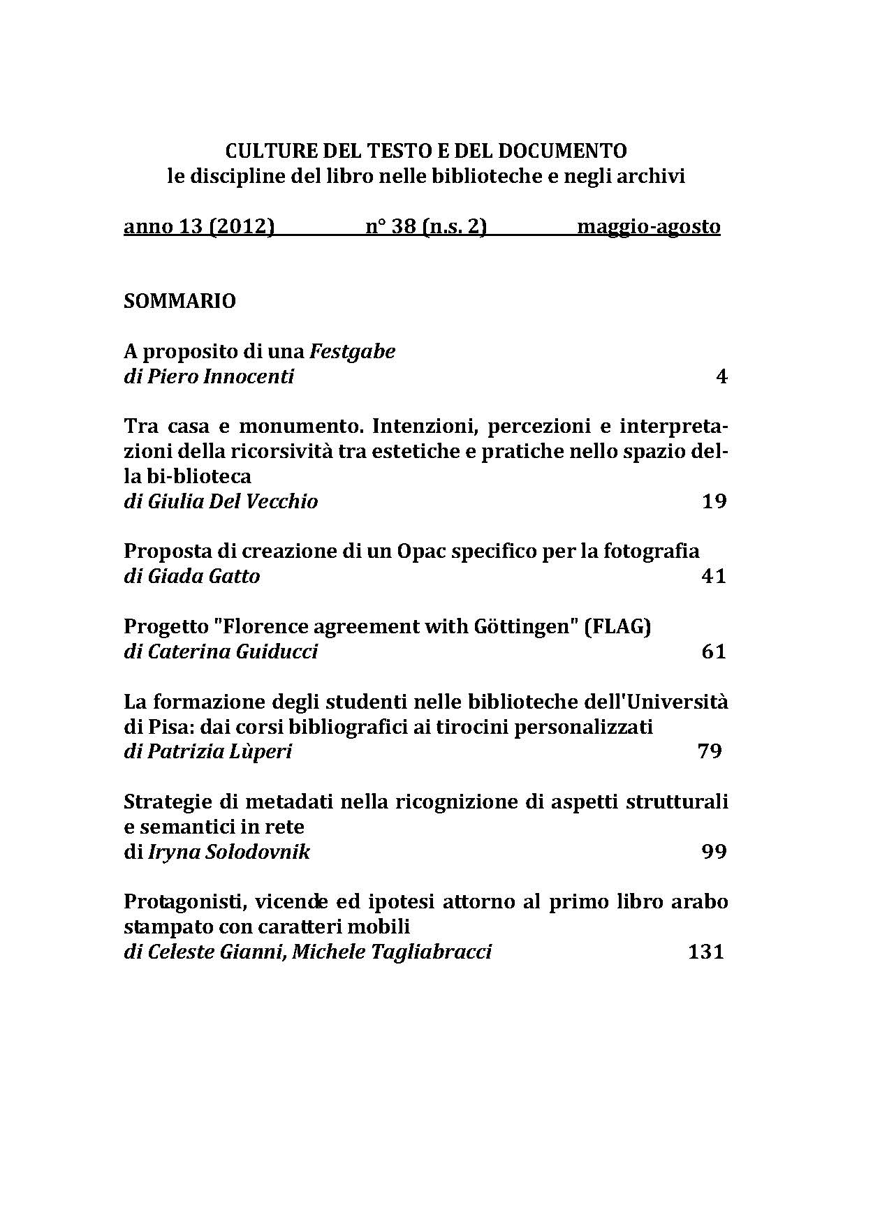 Culture del testo e del documento 38, 2012 - immagine 2