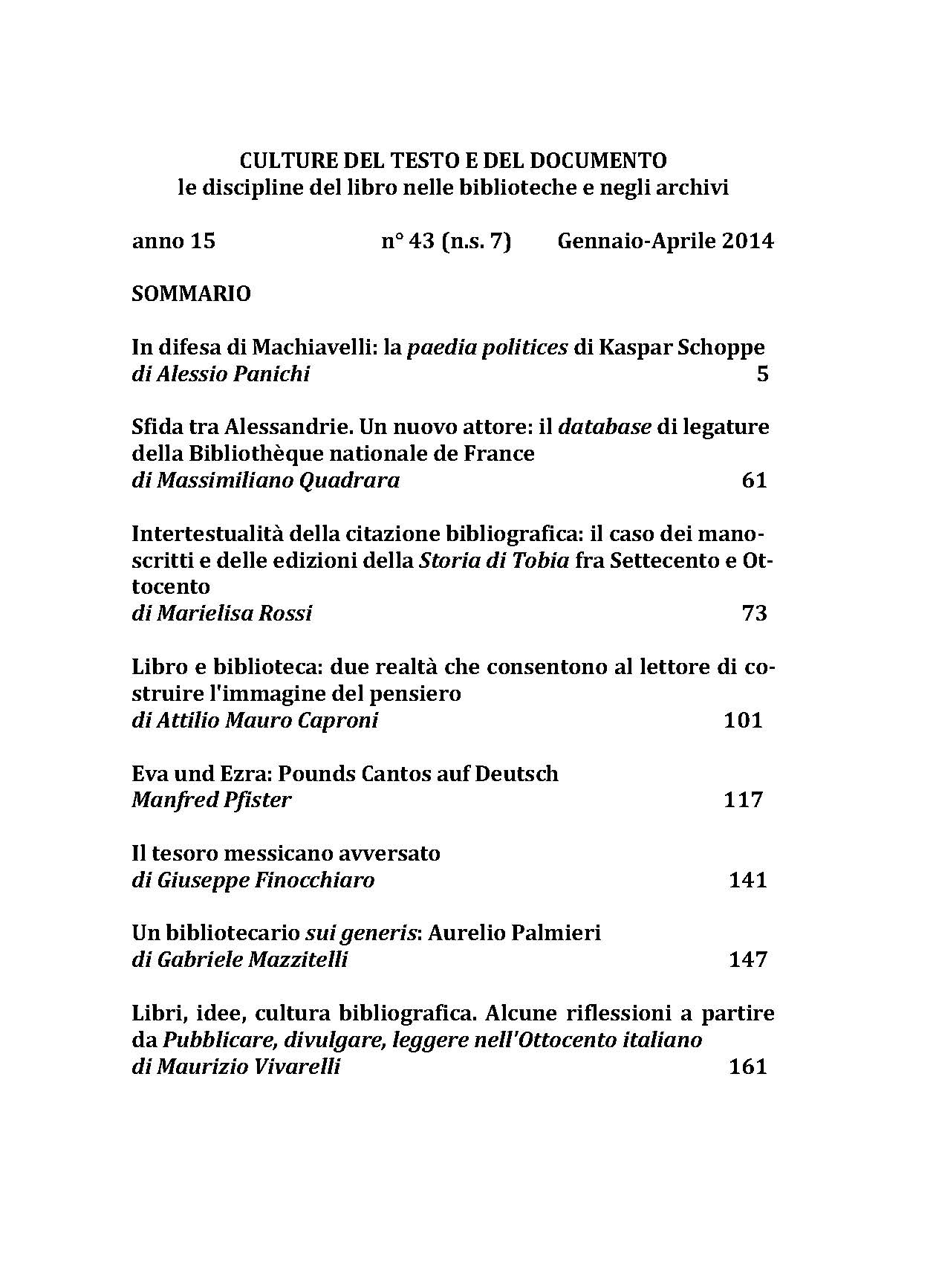 Culture del testo e del documento 43, 2014 - immagine 2