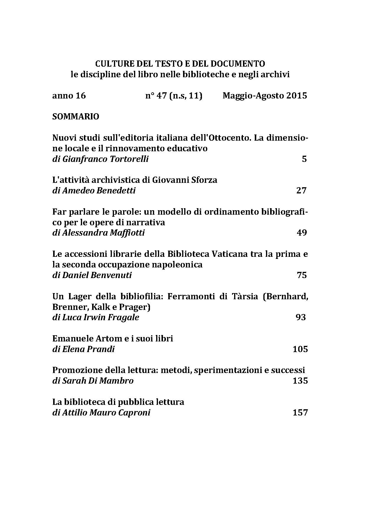 Culture del testo e del documento 47, 2015 - immagine 2