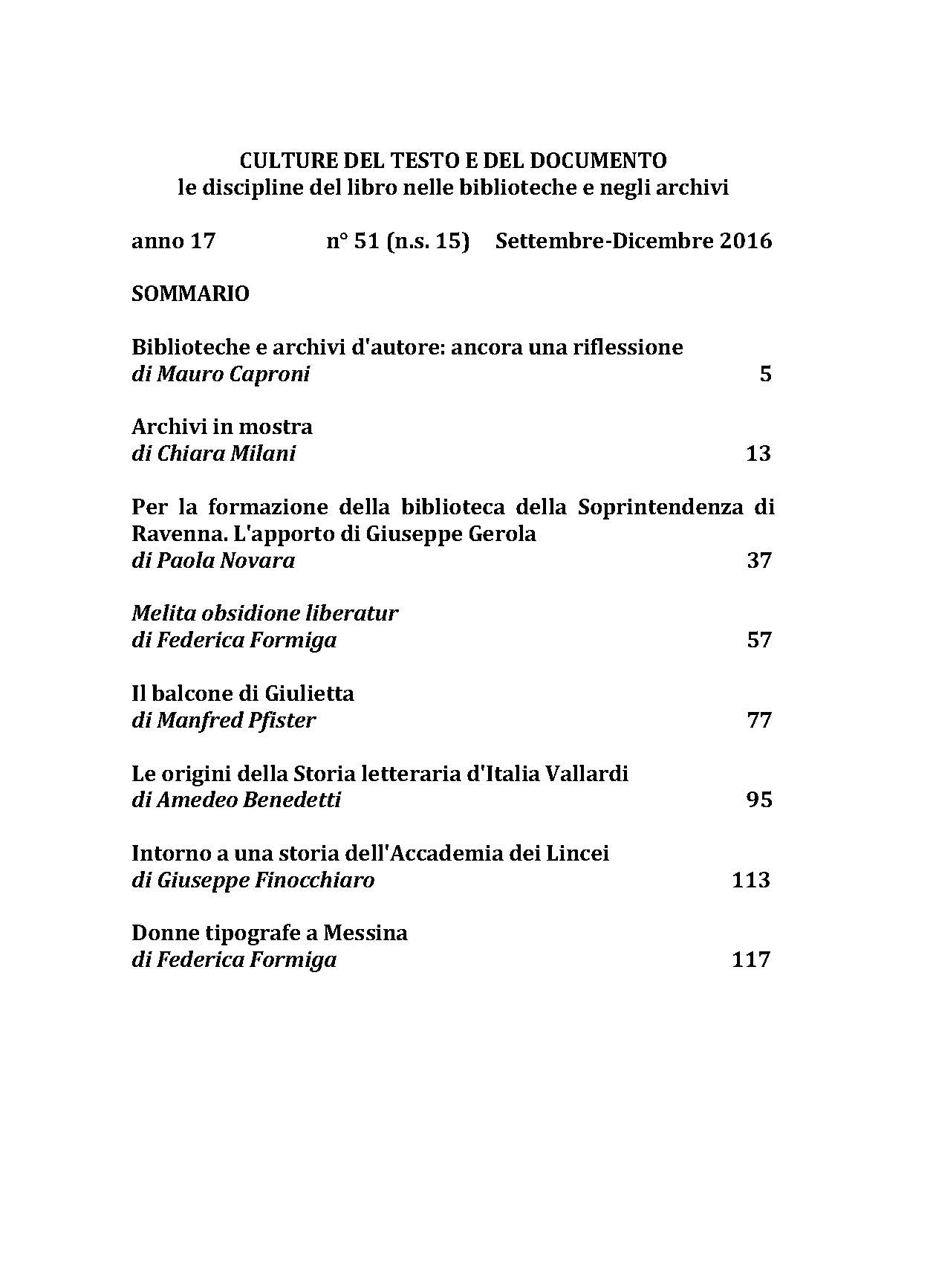 Culture del testo e del documento 51, 2016 - immagine 2