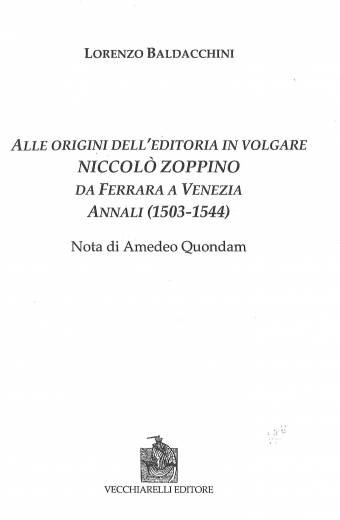 Alle origini dell'editoria in volgare. Niccolò Zoppino