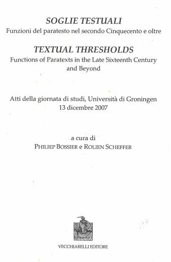 Soglie testuali. Funzioni del paratesto