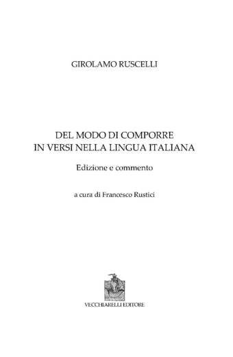 Del modo di comporre in versi nella lingua italiana