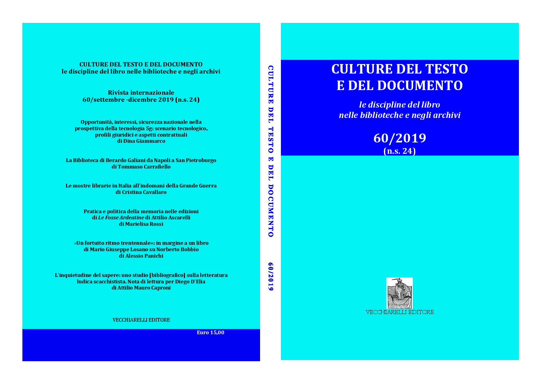 Culture del testo e del documento 60, 2019 (n.s. 24)
