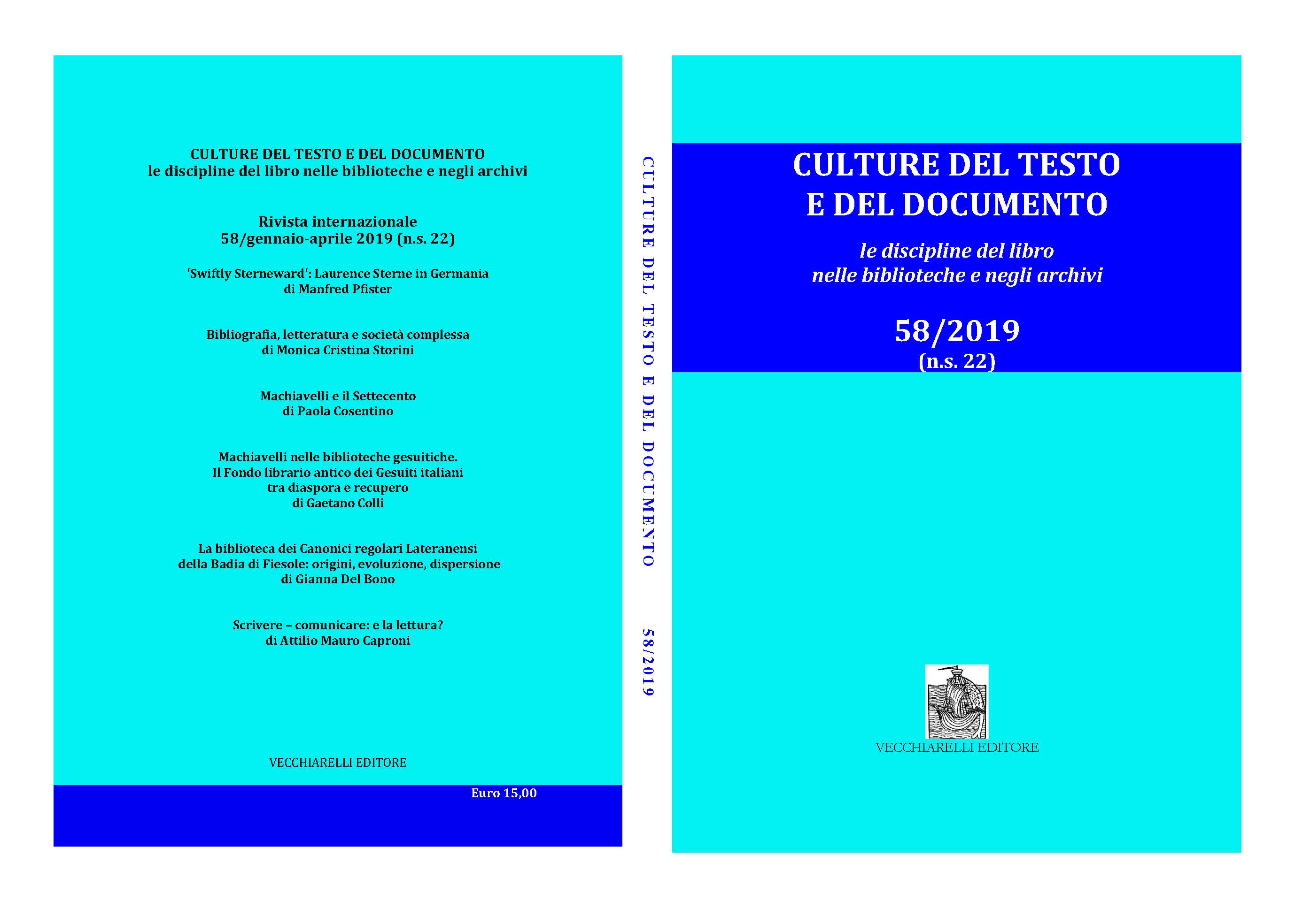 Culture del testo e del documento 58, 2019 (n.s. 22)