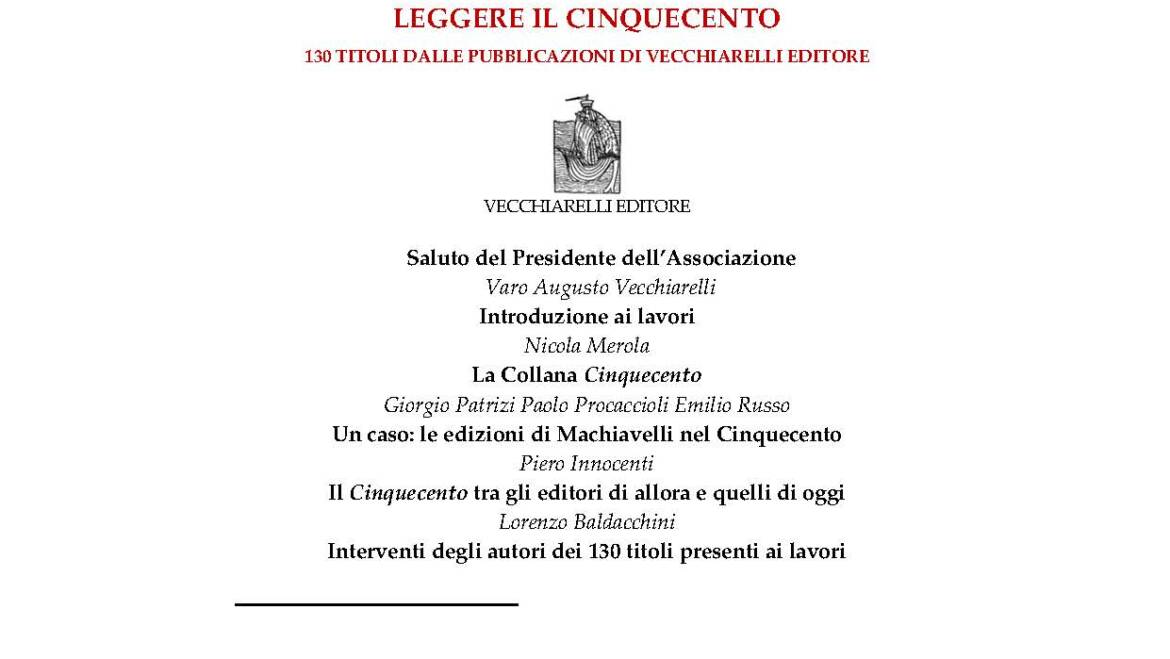 Sunti delle Opere pubblicate nella Collana “Cinquecento”