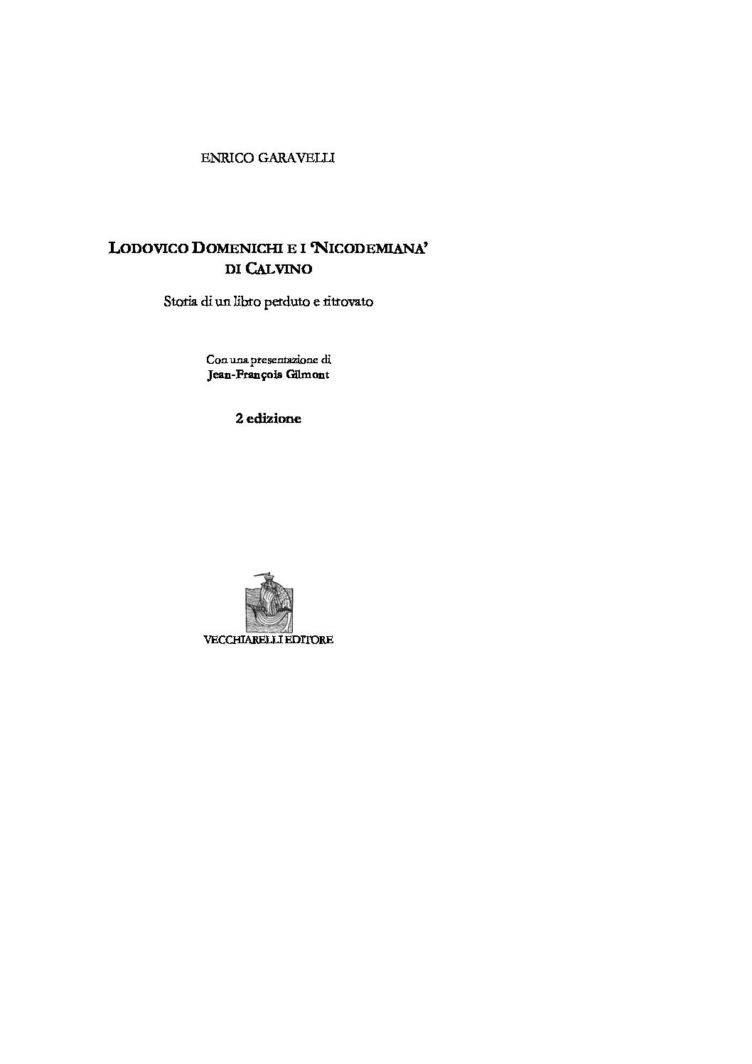 Lodovico Domenichi e i Nicodemiana di Calvino 2 edizione
