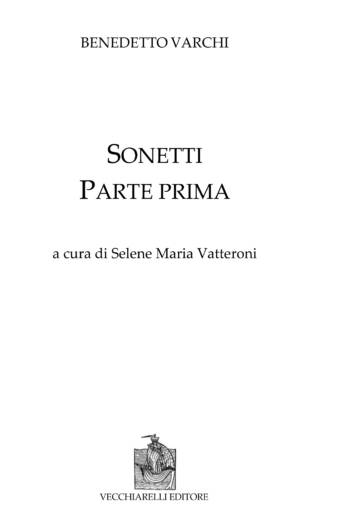 Sonetti. Parte prima. A cura di Selene Vatteroni